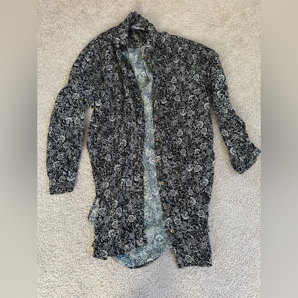 Elegant Black and White Floral Women's Tunic
